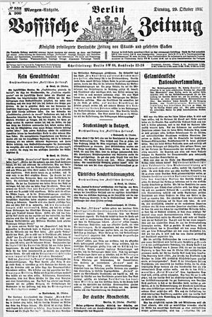 Vossische Zeitung vom 29.10.1918