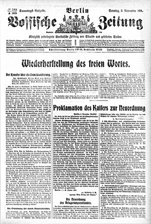 Vossische Zeitung vom 03.11.1918