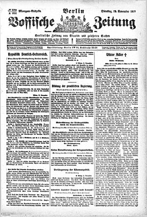 Vossische Zeitung vom 12.11.1918