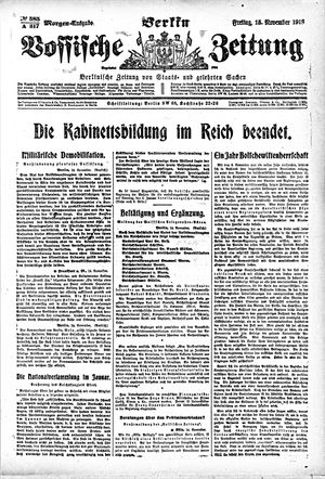 Vossische Zeitung vom 15.11.1918