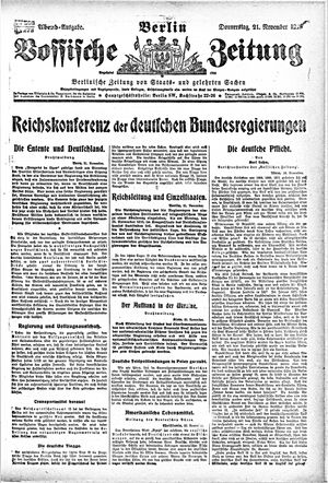 Vossische Zeitung vom 21.11.1918