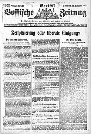 Vossische Zeitung vom 23.11.1918