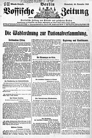Vossische Zeitung on Nov 30, 1918