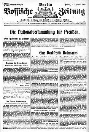 Vossische Zeitung vom 13.12.1918