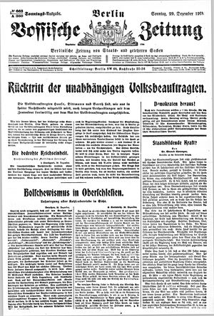 Vossische Zeitung vom 29.12.1918