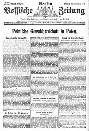 Vossische Zeitung vom 30.12.1918