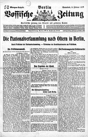 Vossische Zeitung on Feb 8, 1919