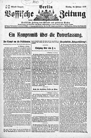Vossische Zeitung on Feb 10, 1919