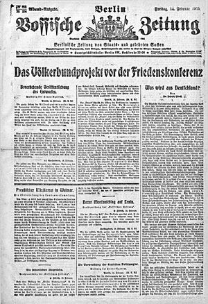 Vossische Zeitung on Feb 14, 1919