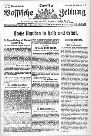 Vossische Zeitung vom 26.02.1919