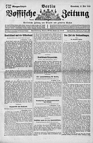 Vossische Zeitung on May 17, 1919