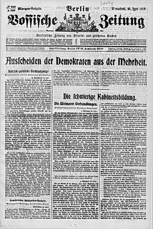 Vossische Zeitung on Jun 21, 1919