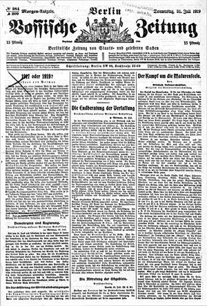 Vossische Zeitung vom 31.07.1919