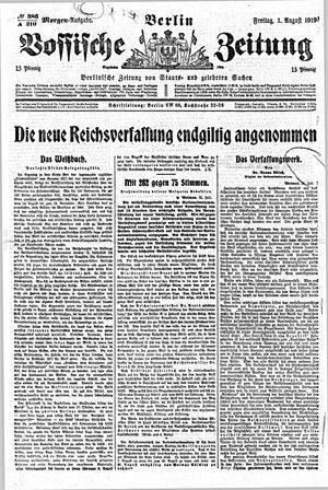 Vossische Zeitung vom 01.08.1919