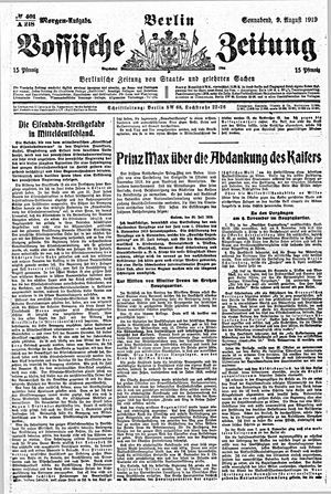 Vossische Zeitung on Aug 9, 1919