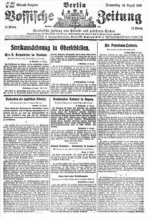 Vossische Zeitung on Aug 14, 1919