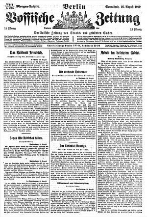 Vossische Zeitung on Aug 16, 1919