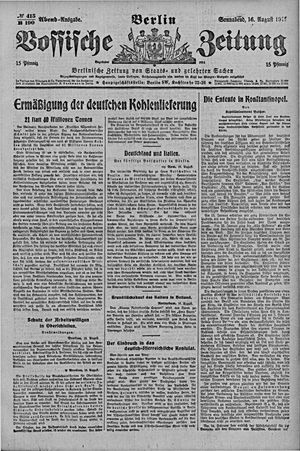Vossische Zeitung on Aug 16, 1919