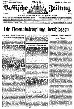 Vossische Zeitung on Aug 17, 1919