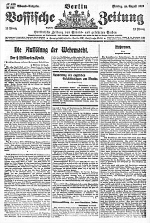 Vossische Zeitung vom 18.08.1919