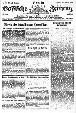 Vossische Zeitung vom 22.08.1919