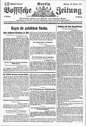 Vossische Zeitung on Aug 25, 1919