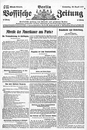 Vossische Zeitung on Aug 28, 1919