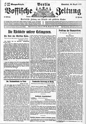 Vossische Zeitung vom 30.08.1919