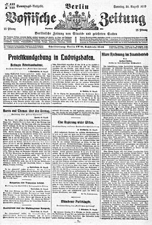 Vossische Zeitung vom 31.08.1919