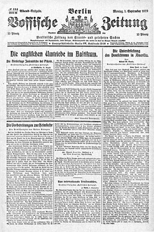 Vossische Zeitung vom 01.09.1919