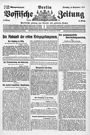 Vossische Zeitung on Sep 2, 1919
