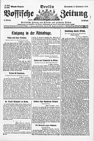 Vossische Zeitung vom 06.09.1919