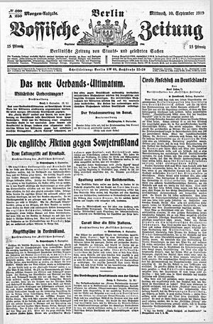 Vossische Zeitung vom 10.09.1919