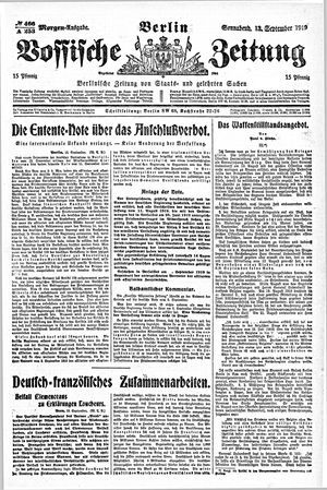 Vossische Zeitung on Sep 13, 1919