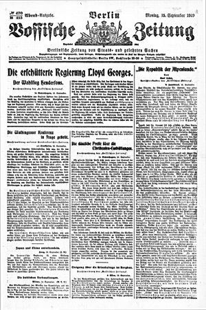 Vossische Zeitung on Sep 15, 1919