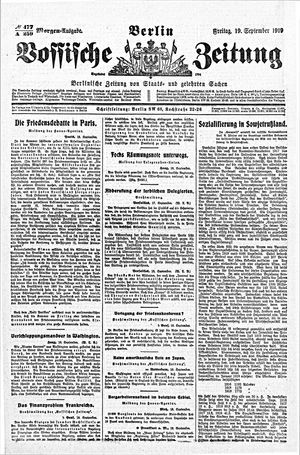 Vossische Zeitung vom 19.09.1919