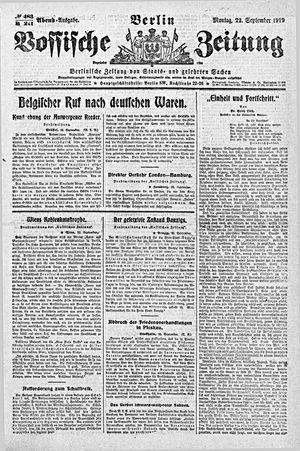 Vossische Zeitung vom 22.09.1919
