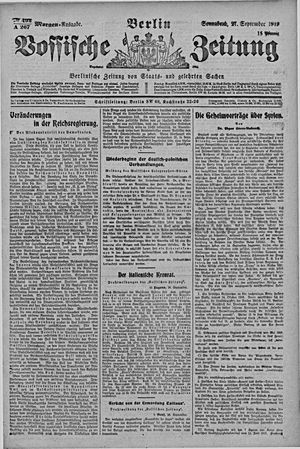 Vossische Zeitung vom 27.09.1919