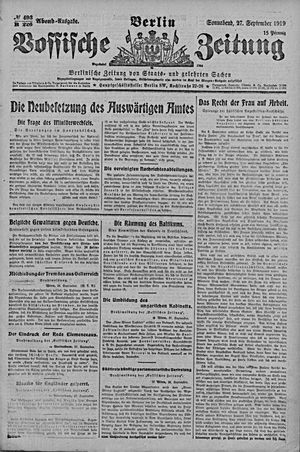 Vossische Zeitung vom 27.09.1919