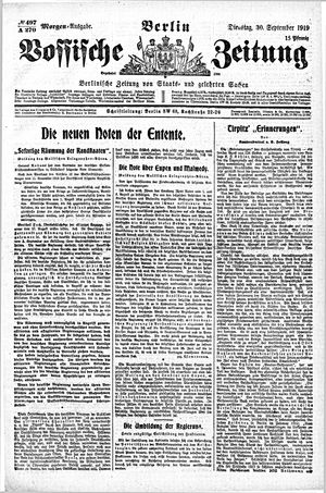 Vossische Zeitung vom 30.09.1919