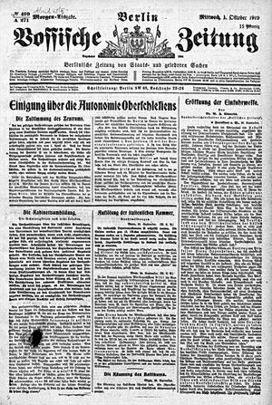 Vossische Zeitung vom 01.10.1919