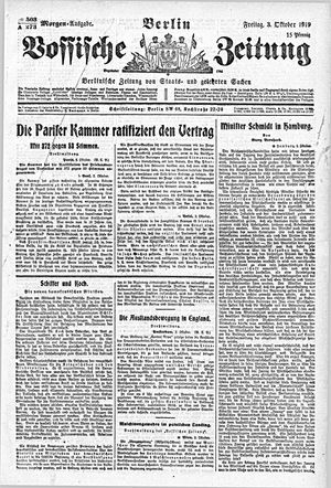 Vossische Zeitung vom 03.10.1919