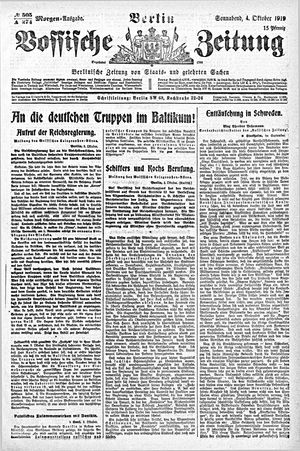 Vossische Zeitung on Oct 4, 1919