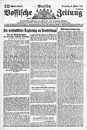 Vossische Zeitung on Oct 9, 1919