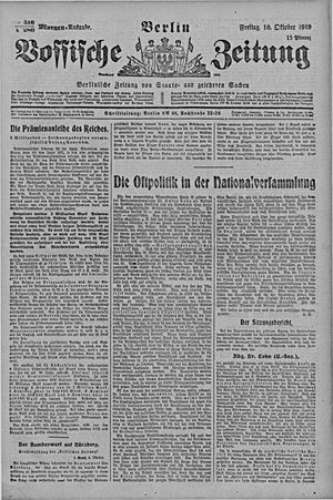 Vossische Zeitung vom 10.10.1919