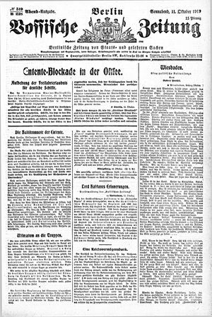 Vossische Zeitung vom 11.10.1919