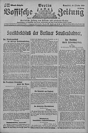 Vossische Zeitung on Oct 18, 1919