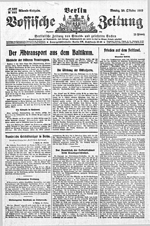 Vossische Zeitung vom 20.10.1919