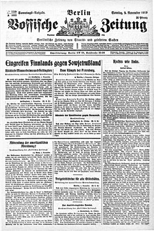 Vossische Zeitung vom 02.11.1919