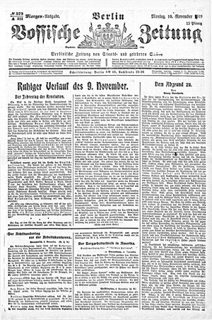 Vossische Zeitung on Nov 10, 1919